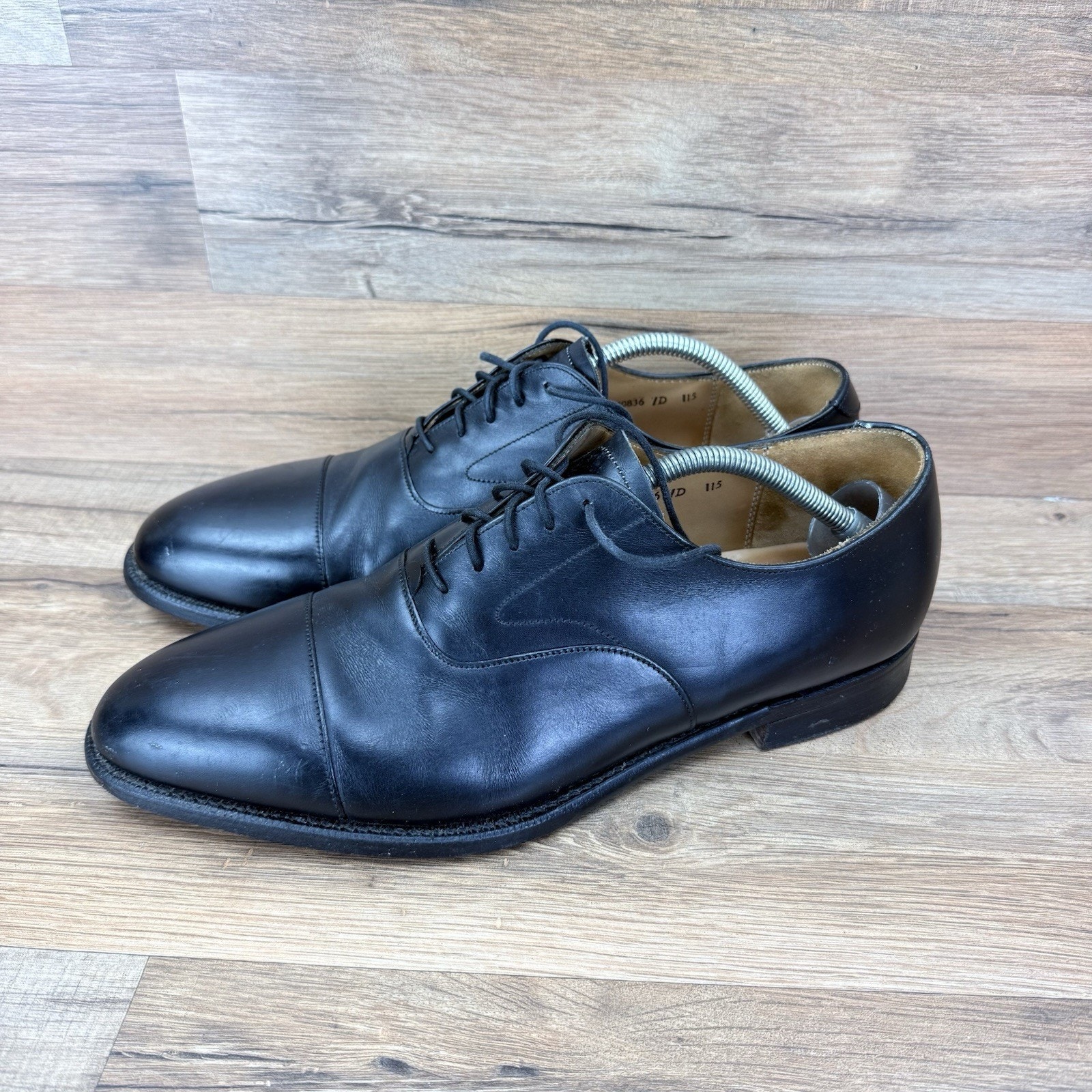 Vtg Cole Haan Mens Cap Toe Dress Shoes Black Oxford Balmoral England 11.5b